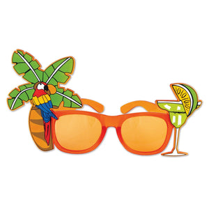 Luau Party Palm Tree/Parrot Fanci-Frame Glasses - Bulk 6 Pack