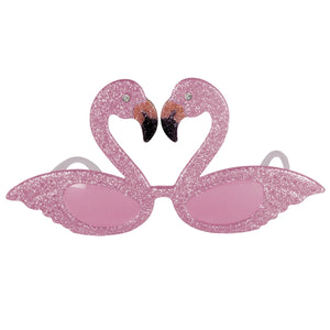 Luau Party Glittered Flamingo Fanci-Frame Glasses - Bulk 6 Pack