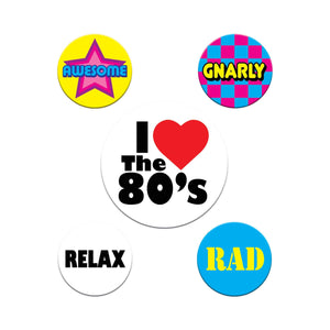 80's Party Buttons - Bulk/60 Buttons