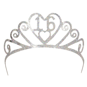 Glittered Metal 16th Birthday Party Tiara - Bulk 6 Pack