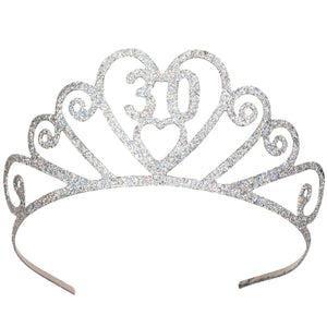 Glittered Metal 30th Birthday Party Tiara - Bulk 6 Pack