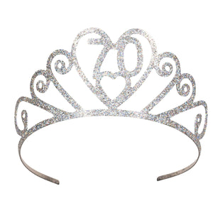 Glittered Metal 70th Birthday Party Tiara - Bulk 6 Pack