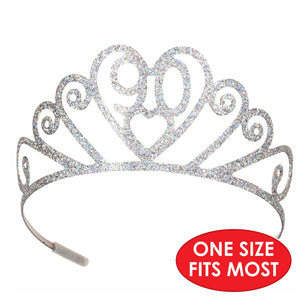 Glittered Metal 90 Tiara, party supplies, decorations, The Beistle Company, Birthday-AgeSpecific, Bulk, Birthday Party Supplies, Birthday Party Hats And Stuff to Wear 