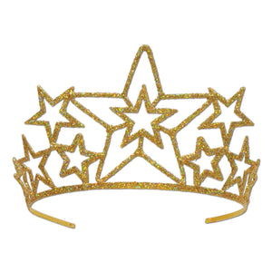 Glittered Metal Star Tiara - Bulk 6 Pack