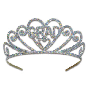 Glittered Metal Grad Graduation Party Tiara - Bulk 6 Pack