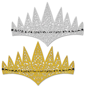 Glittered Laser Cut Tiaras - Bulk 24 Pack