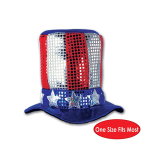 Patriotic Glitz 'N Gleam Uncle Sam Top Hat (Case of 12) Party Decorations in Bulk