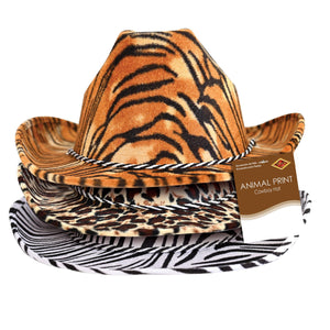 Animal Print Cowboy Hats - assorted leopard, tiger, zebra 