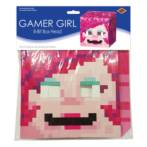 Gamer Girl 8-Bit Box Head, party supplies, decorations, The Beistle Company, 8-Bit, Bulk, Other Party Themes, 8-Bit Party Supplies 