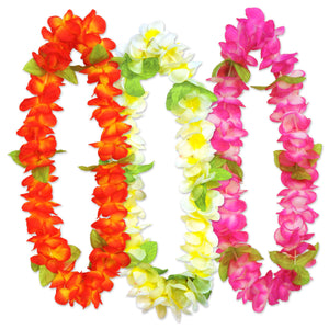 Luau Party Sunset Floral Leis - Bulk/18 Leis