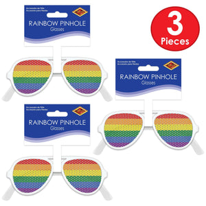 Rainbow Pinhole Glasses by Beistle - Rainbow Theme Decorations