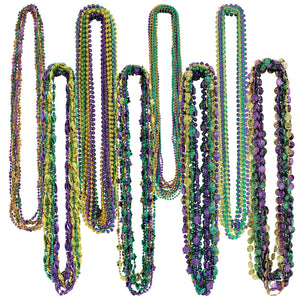 Mardi Gras Bead Assortment - Bulk 100 Pack