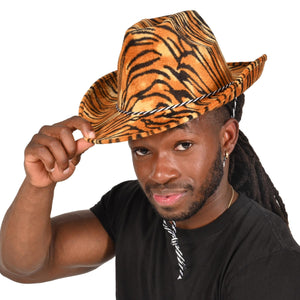 Bulk Tiger Print Cowboy Hat (6 Per Case) by Beistle