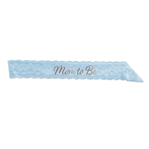 Mom To Be Lace Sash - Light blue - Bulk 6 Pack