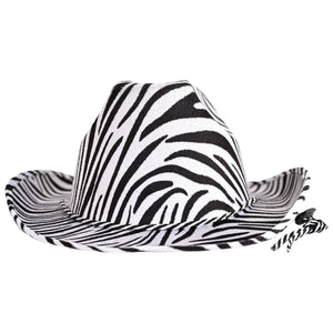 Zebra Print Cowboy Hat - Bulk 6 Pack