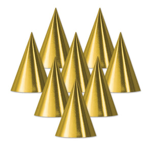 Foil Cone Hat - gold - Bulk/48 Hats