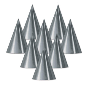 Foil Cone Hat - silver - Bulk/48 Hats