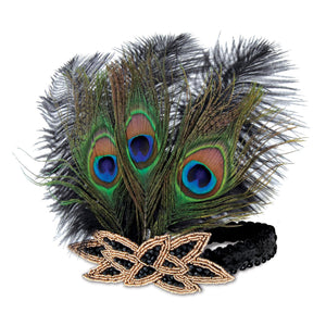 Flapper Peacock Headband - Bulk 12 Pack