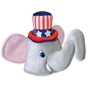 Plush Patriotic Elephant Hat - Bulk 6 Pack