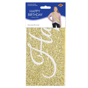 Bulk Happy Birthday Glittered Sash (Case of 6) by Beistle