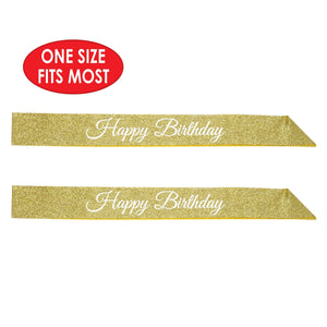 Bulk Happy Birthday Glittered Sash (Case of 6) by Beistle