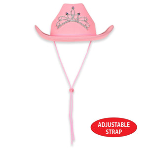 Bulk Pink Felt Cowgirl Hat with Tiara (6 Per Case) by Beistle