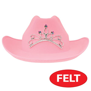 Bulk Pink Felt Cowgirl Hat with Tiara (6 Per Case) by Beistle