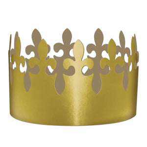 Mardi Gras Gold Foil Fleur De Lis Crown - Bulk/72 Crowns