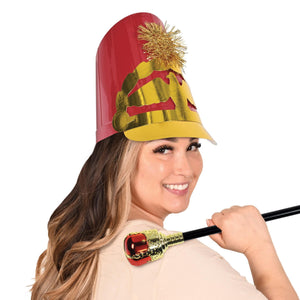 Party Accessories - Plastic Drum Major Hat - red