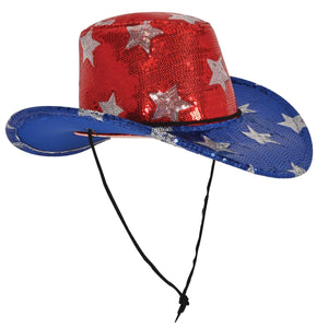 Sequined Patriotic Cowboy Hat - Bulk 6 Pack