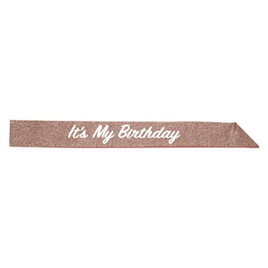 It's My Birthday Party Glittered Sash - Bulk 6 Pack