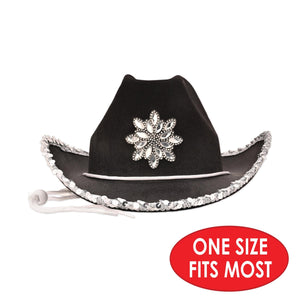 Bulk Black Felt Cowgirl Hat with Gemstones (6 Per Case) by Beistle