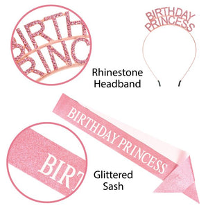 Beistle Bulk Birthday Princess Headband/Glittered Sash Set - 6 Sets