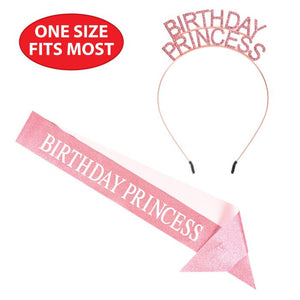 Beistle Bulk Birthday Princess Headband/Glittered Sash Set - 6 Sets