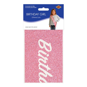 Beistle Bulk Birthday Girl Glittered Sash - 6 Sashes