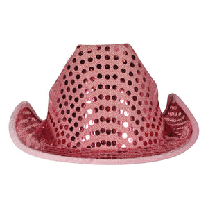 Beistle Sequined Cowboy Hat in Pink - Western Fabric Hat