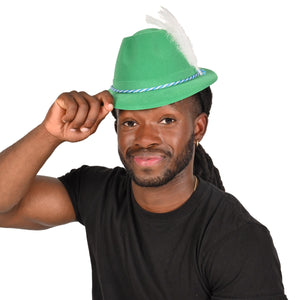 Oktoberfest Party Supplies - Green Velour Tyrolean Hat