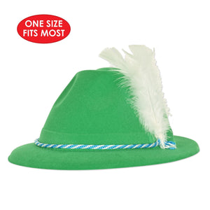 Oktoberfest Party Supplies - Green Velour Tyrolean Hat