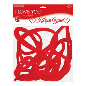 Beistle Foil I Love You Streamer - Valentines Love Streamer 11x6 Feet