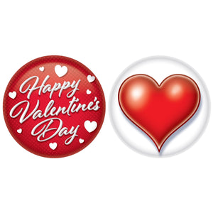 Valentine's Day Buttons - Bulk 24 Pack