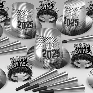 New Year "2025" Silver Party Kits for 50 People