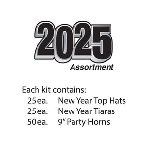 New Year "2025" Silver Party Kits for 50 People