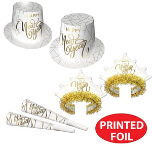 Beistle White New Year Gold assorted for 50