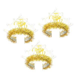 White New Year Gold Tiara - Bulk 50 Pack