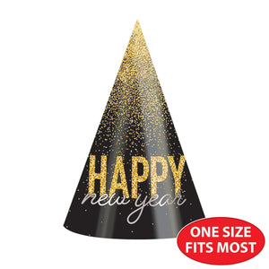 Beistle Silver & Gold Midnight Burst Cone Hats (25 per Box)