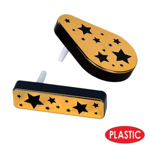 Plastic Metalic Noisemakers black & gold