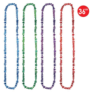 Happy New Year Bead Necklaces- Assorted Colors