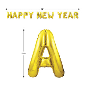 Beistle Happy New Year Balloon Streamer - Gold (Case of 6)