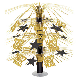 Happy New Year Cascade Centerpiece - black/gold - Bulk 6 Pack