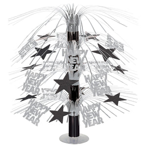 Happy New Year Cascade Centerpiece - black/silver - Bulk 6 Pack